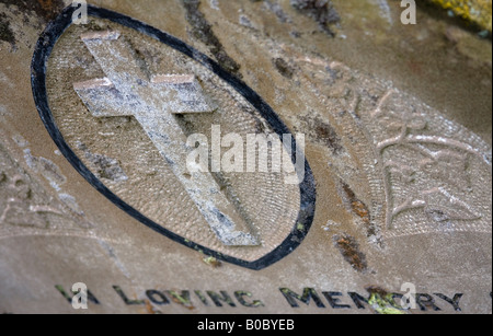 Close up of head stone 'en mémoire' Banque D'Images