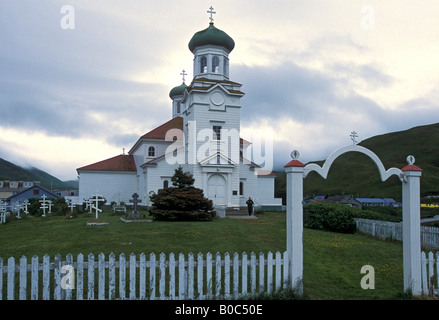 L'Ascension sainte Eglise orthodoxe russe, Dutch Harbor, Alaska, Unalaska. Banque D'Images