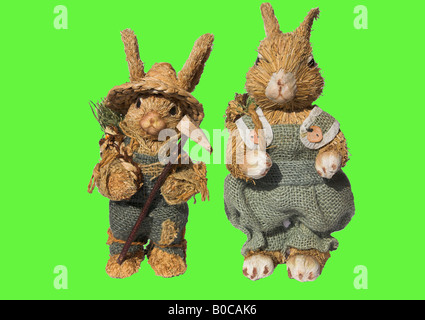 Jouets lapin paille fait main. Banque D'Images