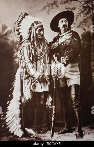 Image de Sitting Bull et Buffalo Bill posés ensemble Banque D'Images