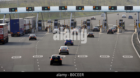 Les cabines de péage sur la route à péage M6,PRÈS DE CANNOCK, Staffordshire, Royaume-Uni, Angleterre. Banque D'Images