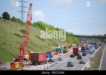 M27 travaux routiers, Hampshire, Angleterre, Royaume-Uni Banque D'Images