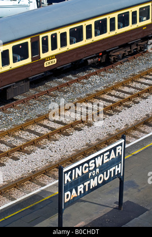 La station de Kingswear, Kingswear, Devon, Angleterre, accueil de le train à vapeur de Paignton & Dartmouth Banque D'Images