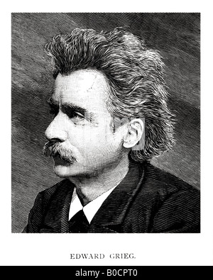 Acier inox gravé victorienne 1892 Imprimer de Edward Grieg Compositeur de musique pour un usage éditorial uniquement Banque D'Images