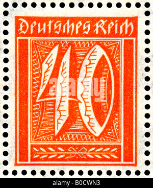 Allemand / Allemagne 1923 inutilisés hyper-inflation de 40 Reichsmark stamp. Banque D'Images