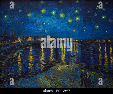 Nuit étoilée sur le Rhône peinte en 1888 par l'huile de Vincent van Gogh sur toile Musée d'Orsay Musée et Galerie d'art Paris France Banque D'Images