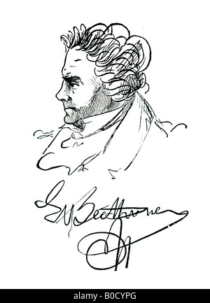 Acier inox gravé victorienne 1892 Imprimer de Ludwig van Beethoven Compositeur de musique pour un usage éditorial uniquement Banque D'Images