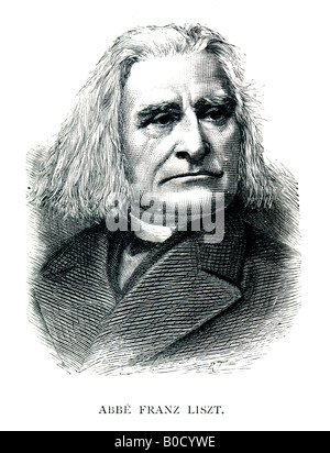 Acier inox gravé victorienne 1892 Imprimer de l'Abbé Franz Liszt Compositeur de musique pour un usage éditorial uniquement Banque D'Images