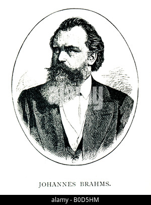 Acier inox gravé victorienne 1892 imprimer de Johannes Brahms Compositeur de musique pour un usage éditorial uniquement Banque D'Images