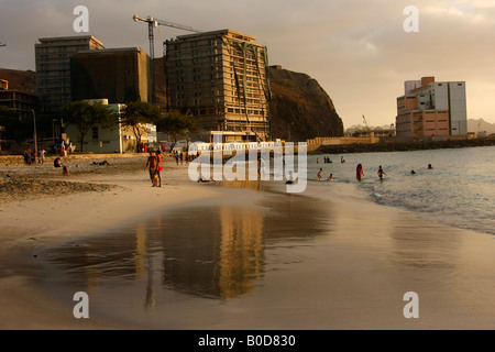 Laginha beach ville de Mindelo sur l'île de Sao Vicente Cap Vert Afrique Banque D'Images