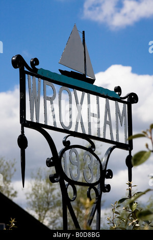 Wroxham Sign - Norfolk Broads Banque D'Images