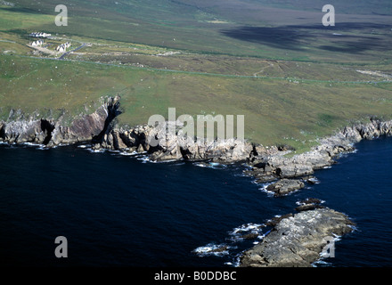 L'île d'Achill, Comté de Mayo, Irlande, eire nom historique paysage gravé sur la bordure de la falaise, de façon sauvage de l'Atlantique, la beauté dans la nature, Banque D'Images
