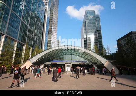 La station de Canary Wharf, Isle of Dogs, Londres. Banque D'Images