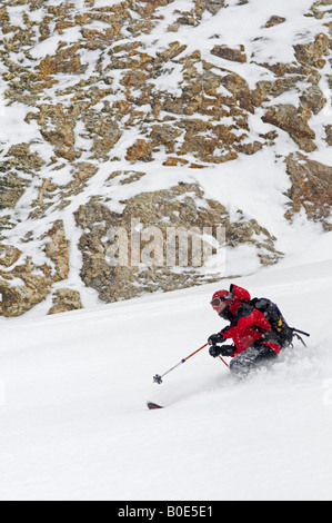 Le Télémark, glacier Asulkan, le col Rogers, chaîne Selkirk, en Colombie-Britannique, Canada Banque D'Images