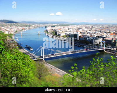 BUDAPEST, HONGRIE. Un Tilt-shift sur le Danube. L'année 2008. Banque D'Images