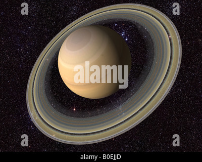 Saturne en numérique a créé un programme en 3d sur mon ordinateur Banque D'Images