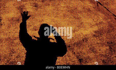 Ombre de l'homme prenant sa propre photo self portrait Banque D'Images