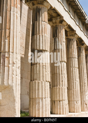 Détail de colonnes doriques, le temple d'Héphaïstos, Agora d'Athènes Banque D'Images