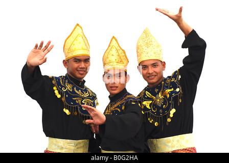 Malay danseurs en costume traditionnel Banque D'Images