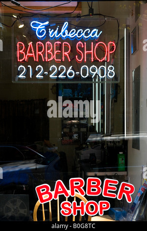 Salon de Coiffure à Tribeca, Lower Manhattan, NYC, New York City Banque D'Images