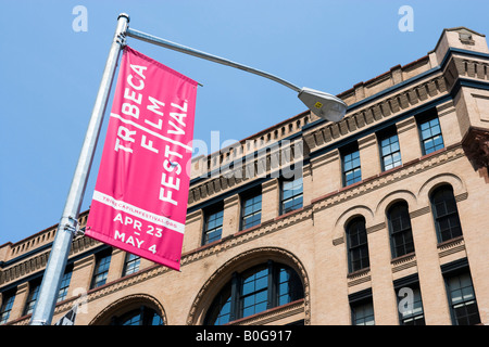 Bannières publicitaires Le Tribeca Film Festival 2008, Tribeca, Manhattan, New York City Banque D'Images