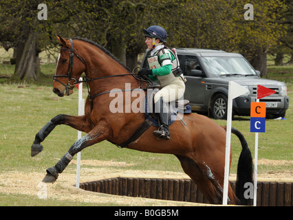 Le cheval et le cavalier à belton house horse trials concurrentes dans le cross country Banque D'Images