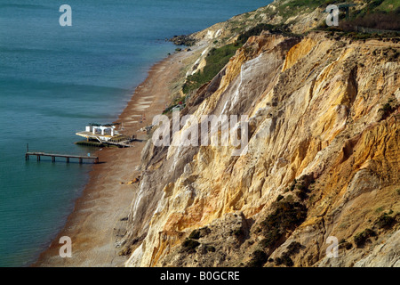 Falaises de sable coloré à Alum Bay Île de Wight, Angleterre Banque D'Images