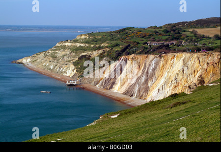 Falaises de sable coloré à Alum Bay Île de Wight, Angleterre Banque D'Images