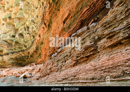 Sur le mur de pierre en stries, Grand Canyon, États-Unis Banque D'Images