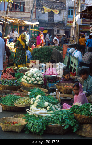 Marché aux légumes, Udaipur, Rajasthan, Inde Banque D'Images