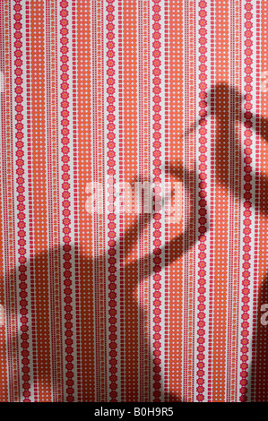 Ombre sur le papier peint, les gens violents combats, scène, poignarder Banque D'Images