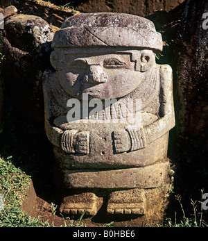 Statue de pierre précolombien, San Agustín, culture culture préhistorique, le sud de la Colombie, en Amérique du Sud Banque D'Images