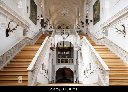 Escalier, White Hall, Deutsches Jagd- und Fischereimuseum, Musée allemand de la chasse et de la pêche dans l'ancien Ch Augustinerkirche Banque D'Images