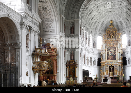 L'intérieur, Kirche St., Munich, Bavière, Allemagne Banque D'Images