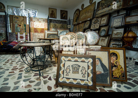 Tableaux mosaïque dans une boutique de souvenirs, Jordanie, Moyen-Orient Banque D'Images