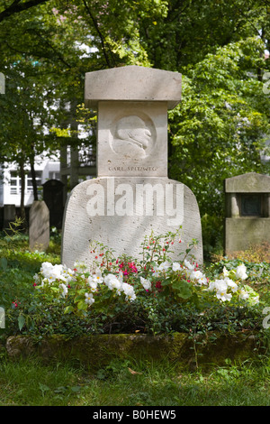 Tombe de Carl Spitzweg, 1808-1885, peintre de genre, Alter, Suedfriedhof vieux cimetière à Munich, Bavière, Allemagne Banque D'Images
