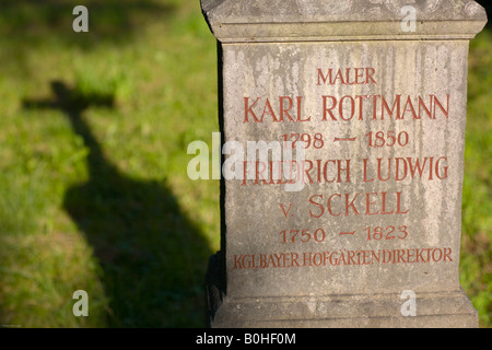 Tombe de Friedrich Ludwig von Sckell, 1750-1823, directeur de l'établissement courtyard gardens, Alter, Suedfriedhof vieux cimetière à Munich, Bav Banque D'Images