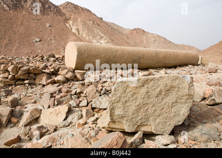 Colonne inachevée dans le site de la carrière à Mons Claudianus, Désert, Egypte Banque D'Images