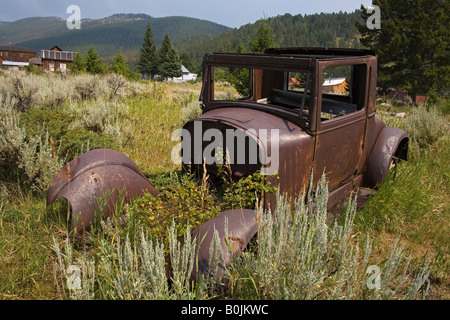 Vieille voiture Elkhorn Ville Fantôme State Park Boulder Helena Région Montana USA Banque D'Images