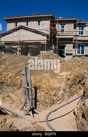 La construction d'une nouvelle maison Winchester Road Temecula Valley Californie du Sud USA Banque D'Images