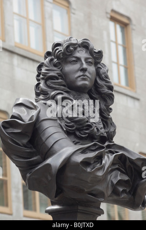 Buste du roi français Louis XIV dans le quartier historique de la ville de Québec, Canada. Photographie numérique Banque D'Images