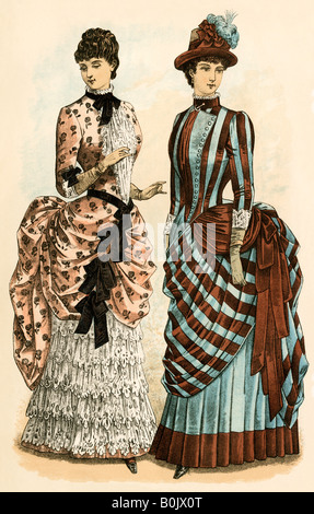 Godeys mesdames fashions 1880. Lithographie couleur Banque D'Images