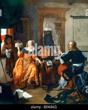 "Une partie musicale', 1659. Artiste : Gabriel Metsu Banque D'Images