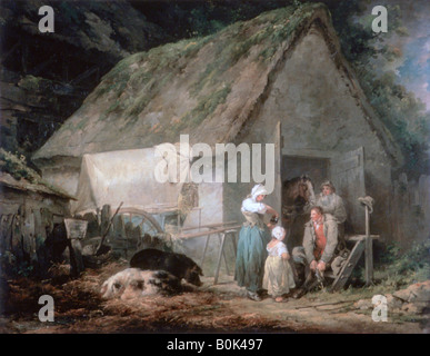 'Morning : Higglers Préparation de marché", 1791. Artiste : George Morland Banque D'Images