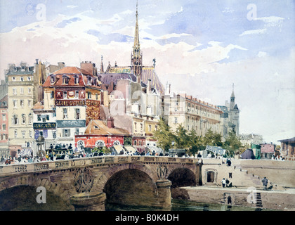 'Saint-Michel Pont, Paris', c1822-1878. Artiste : Charles Claude Pyne Banque D'Images