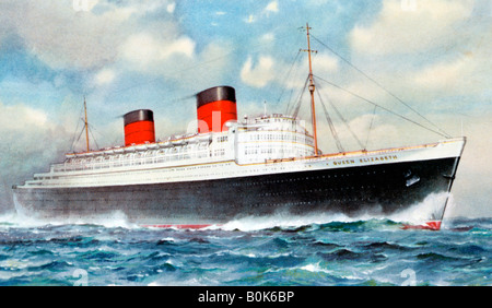 'RMS Queen Elizabeth', Cunard paquebot, 20e siècle. Artiste : Inconnu Banque D'Images