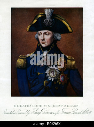 Horatio Nelson, 1er vicomte Nelson, commandant naval anglais.Artiste : Henry Bone Banque D'Images