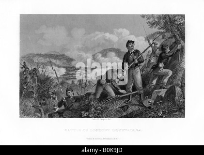 La bataille de Lookout Mountain, Tennessee, 24 novembre 1863 (1862-1867).Artiste : John R Chapin Banque D'Images