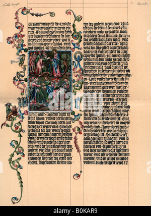 Une page de la Bible Wenzel, c1400, (1903). Artiste : Inconnu Banque D'Images