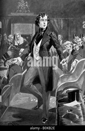 Disraeli's premier discours à la Chambre des communes, 19e siècle (c1905). Artiste : Inconnu Banque D'Images